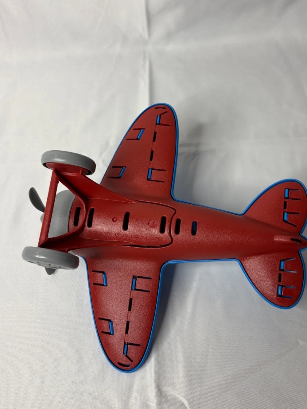 Green Toys 9” Blue Airplane with Propeller Wheels 100% Recycled Plastic Toy USA